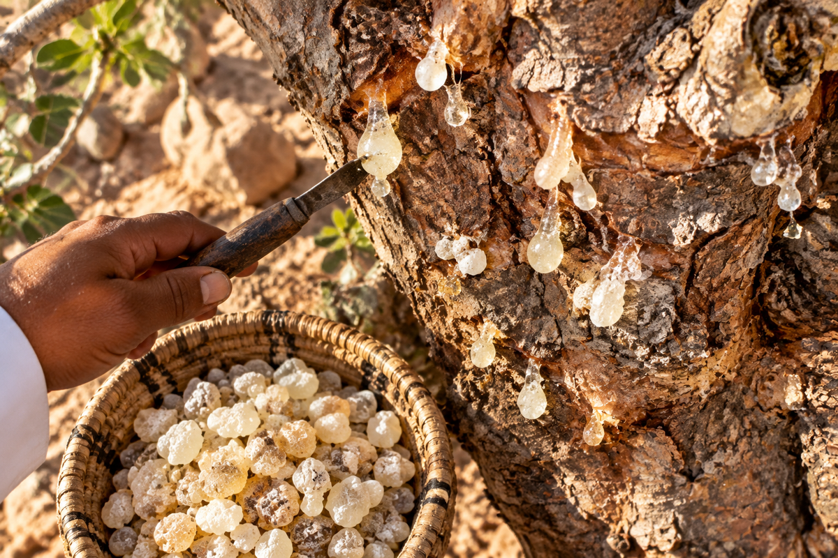 Frankincense Harvested from Boswellia Tree