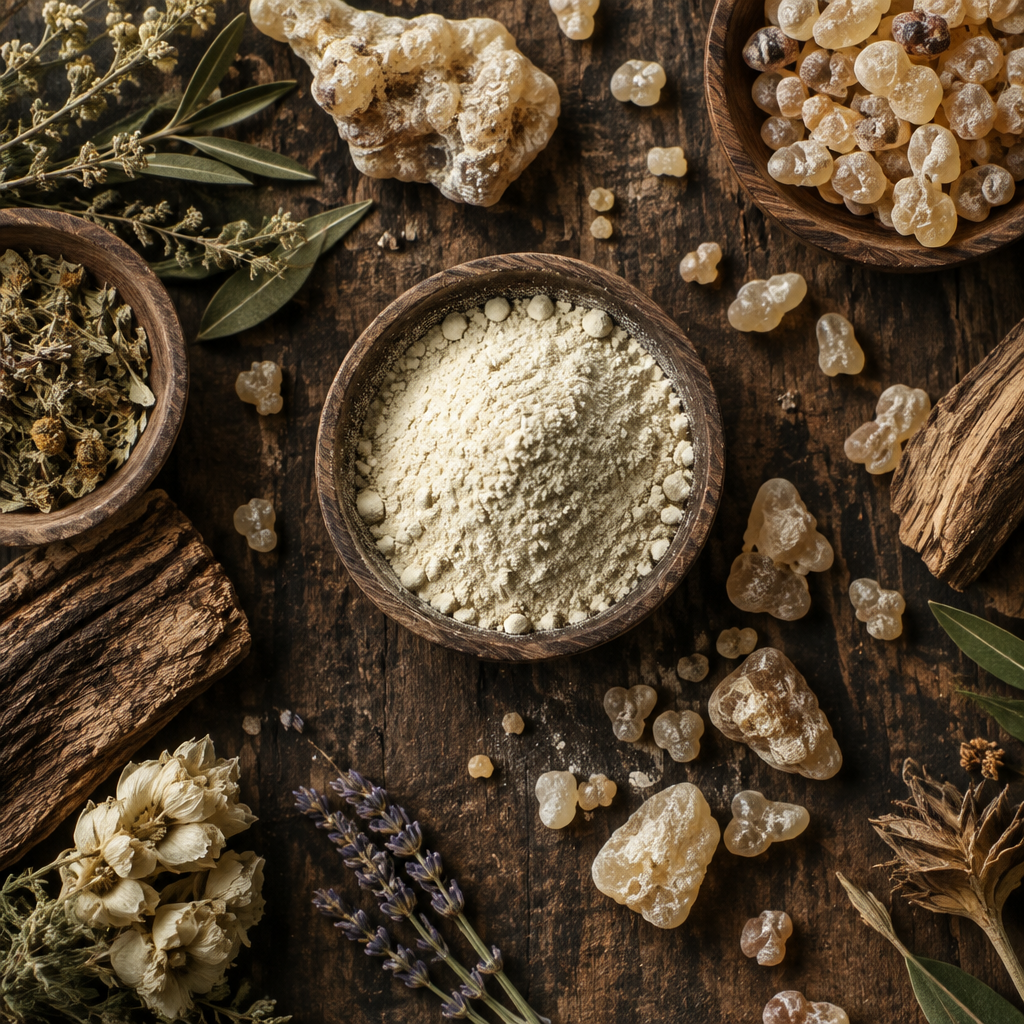Frankincense Powder Serrata — Flat Lay